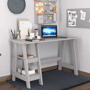 Tarvie Wooden Computer Desk In Grey