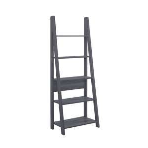 Tarvie Wooden Ladder Style Bookcase In Black