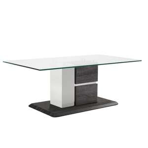 Panama Glass Coffee Table With Dark Grey Wooden Base