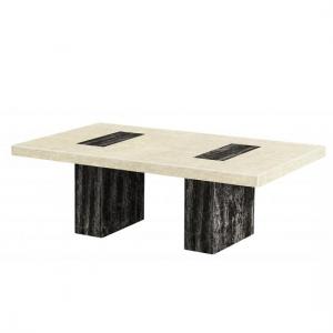 Panyin Marble Coffee Table Rectangular In Cream And Black