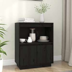 Paolo Pinewood Sideboard With 2 Doors 1 Shelf In Black