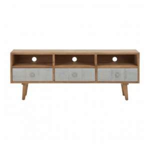 Papeka Wooden TV Stand With 3 Drawers In Natural And Whitewash