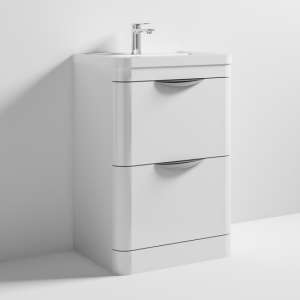 Paradox 60cm Floor Vanity With Ceramic Basin In Gloss White