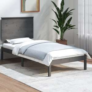 Parees Solid Pinewood Single Bed In Grey