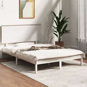 Parees Solid Pinewood Small Double Bed In White