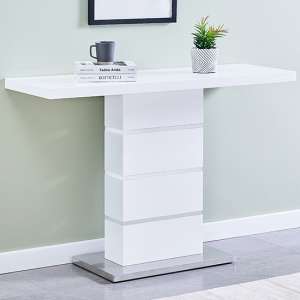 Parini High Gloss Console Table In White With Glass Top