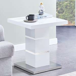 Parini Square Glass Top High Gloss Lamp Table In White