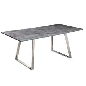 Paroz Glass Top Dining Table In Grey With Stainless Steel Legs