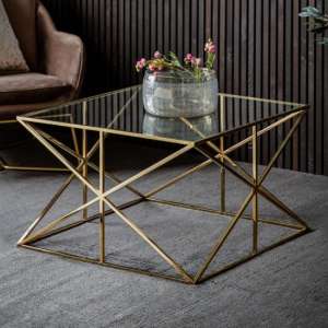 Parmost Clear Glass Coffee Table With Gold Metal Frame