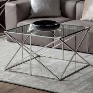 Parmost Clear Glass Coffee Table With Silver Metal Frame