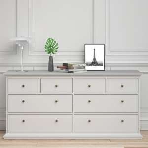 Paroya Wooden Chest Of Drawers In White With 8 Drawers