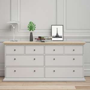 Paroya Wooden Chest Of Drawers In White And Oak With 8 Drawers