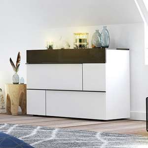 Pasco Wooden Chest Of Drawers In Grey And White High Gloss