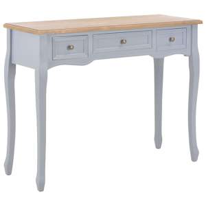 Pasgen Wooden Dressing Console Table With 3 Drawers In Grey