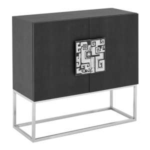 Pasico Faux Shark Skin Leather Large Storage Cabinet In Black