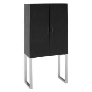 Pasico Faux Shark Skin Leather Small Storage Cabinet In Black