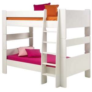 Pathos Wooden Bunk Bed In White With Ladder