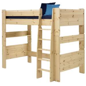 Pathos Wooden High Sleeper Bed In Pine With Ladder