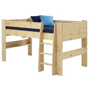 Pathos Wooden Mid Sleeper Bed In Pine With Ladder