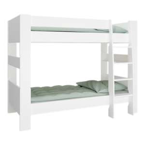 Pathos Wooden Bunk Bed In Pure White With Ladder