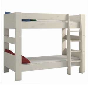 Pathos Wooden Bunk Bed In White Wash With Ladder
