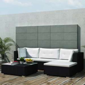 Paton Rattan 5 Piece Garden Lounge Set With Cushions In Black