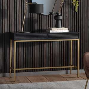 Pauls Mango Wood Console Table With 2 Drawers In Black