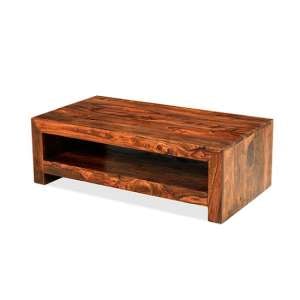 Payton Wooden Coffee Table In Sheesham Hardwood With A Shelf