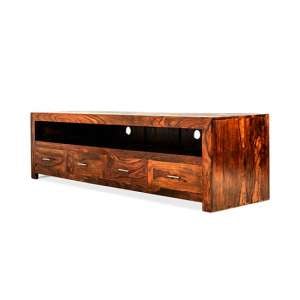Payton Wooden TV Stand Large In Sheesham Hardwood With 4 Drawers