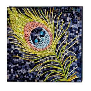 Peacock Feather Mosaic Glass Wall Art
