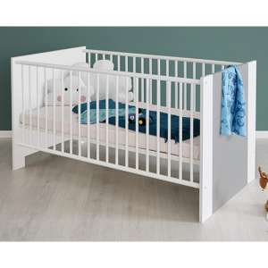 Peco Wooden Baby Cot Bed In White And Light Grey