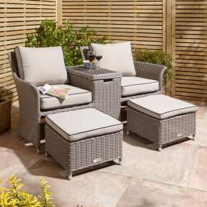 Peebles Companion Seats With Foot Stools In Natural Stone