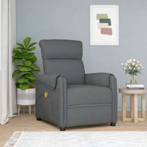 Pekin Fabric Massage Recliner Chair In Dark Grey