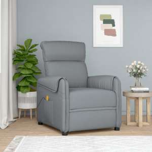 Pekin Fabric Massage Recliner Chair In Light Grey
