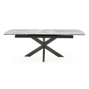 Pelagius Extending Glass Dining Table In Grey With Metal Legs
