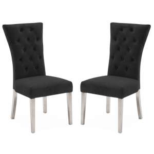 Pembroke Charcoal Velvet Dining Chairs In Pair