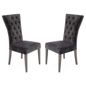 Pembroke Charcoal Velvet Upholstered Dining Chairs In Pair