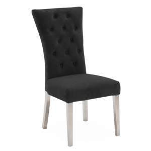 Pembroke Velvet Dining Chair In Charcoal With Polished Legs