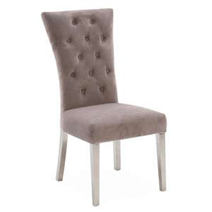 Pembroke Velvet Dining Chair In Taupe With Polished Legs
