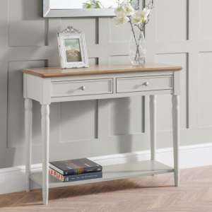 Pacari Console Table In Limed Oak And Grey With 2 Drawers