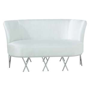 Penelope Velvet Upholstered 2 Seater Sofa In Ivory White