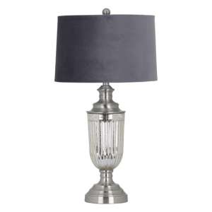 Penile Mirrored Table Lamp In Silver With Black Shade