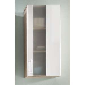 Perco Bathroom Small Storage Cabinet In White And Sagerau Oak