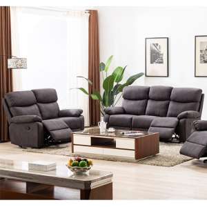 Peridot Fabric Recliner 3 Seater And 2 Seater Sofa In Grey