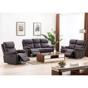 Peridot Fabric Recliner 3 Seater Sofa And 2 Armchairs In Grey