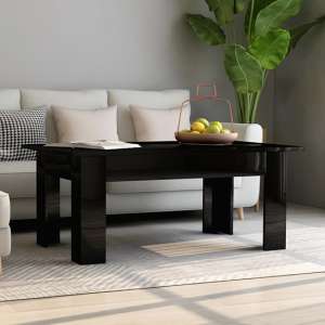 Perilla Rectangular High Gloss Coffee Table In Black