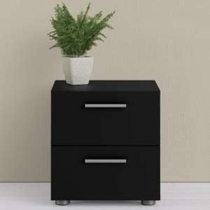 Perkin Wooden Bedside Cabinet With 2 Drawers In Black