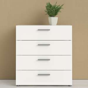 Perkin Wooden Chest Of 4 Drawers In White Woodgrain