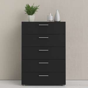 Perkin Wooden Chest Of 5 Drawers In Black