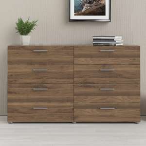 Perkin Wide Wooden Chest Of 8 Drawers In Walnut